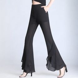 Chiffon high-waisted trousers