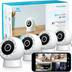 LaView 4MP 2K Security Cameras Outdoor Indoor Wired- White