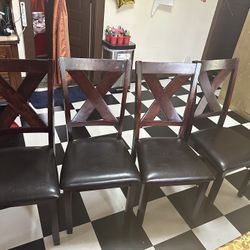 Wood Dining Table And 4 Chairs Set 