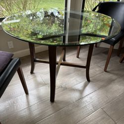 Crate And Barrel 42" Round Glass Dining Table