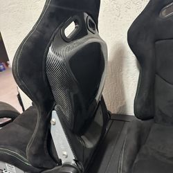 Pair (2) BRIDE Black Suede Seats Low Max JDM Racing Seats Carbon Fiber Backrest