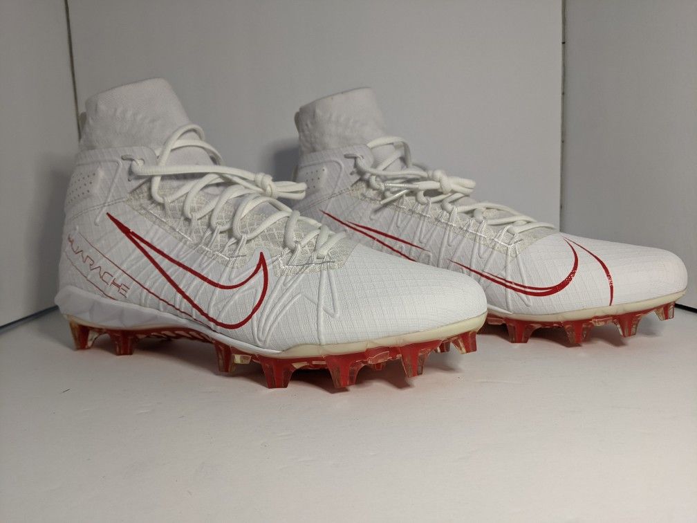 Nike Alpha Huarache 7 Elite Mid Lacrosse Cleats White/Red CJ0224-111 Men's Size 13