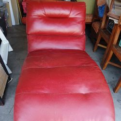 Faux Red Leather Chase Lounge 