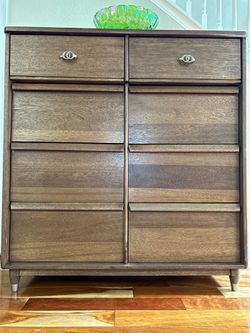 MCM Beauty! Large tall boy dresser, refinished, 8 drawers, A+ quality