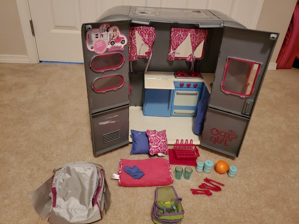Our Generation Camper + American Girl hiking/camping bag