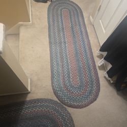 1950 Vintage Braded Wool Oval  Ruggs