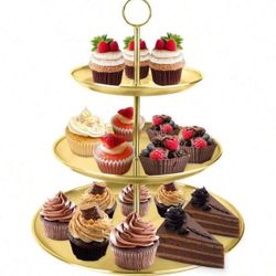 1Pc Gold 3 - Tiered Dessert Stand