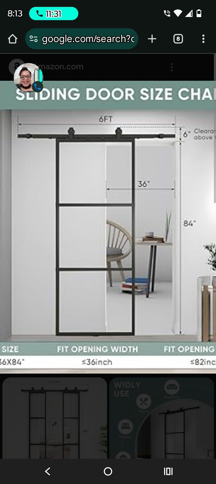 Glass Sliding Barn Door 36x 84in