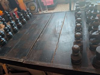 Vintage Heavy wood chess board