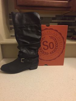Size 7.5 So Black Tall Boots w/ Buckle