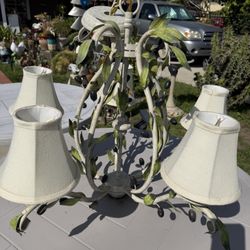 Beautiful Italian Style Tole Painted Metal Chandelier Olive Tree