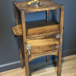 Vintage Mission Style Smoking Cabinet — Complete Gentleman’s Smoking Stand with All Original Feature