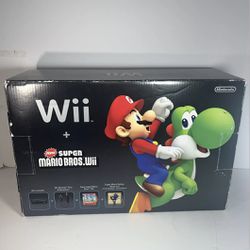 Nintendo Wii Blk/ WiiMote+ Nunchuck (motion plus) / Super Mario Bros/ Bonus Track CD (CIB)