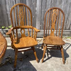 Solid  Wood, Kitchen, Chairs, Set Of Two