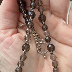 Sterling Silver & Smokey Quartz Necklace 