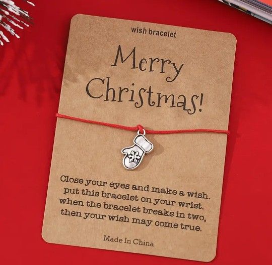 Wish Mitten Red String Christmas Bracelet