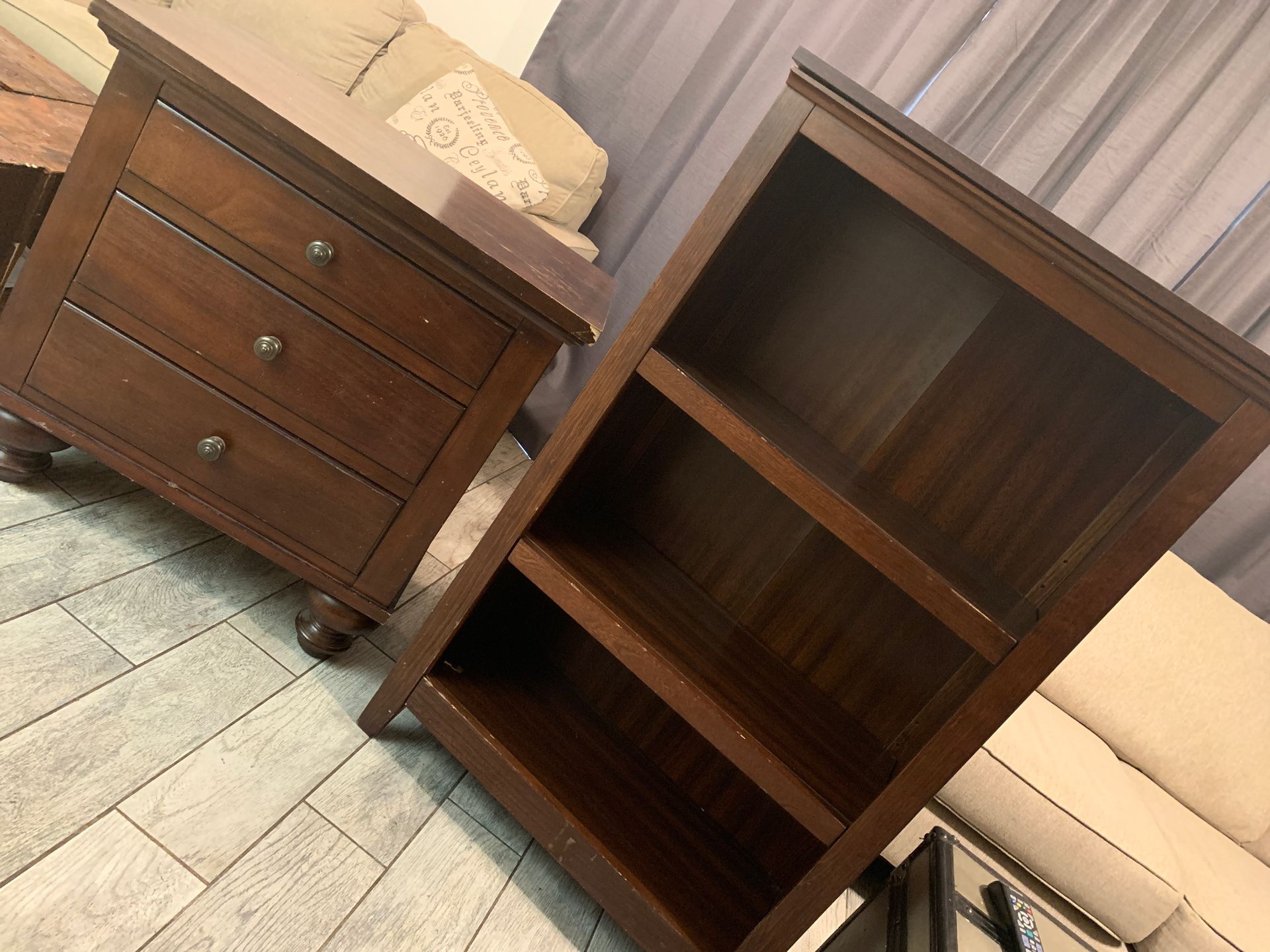 Nightstand and Bookshelf