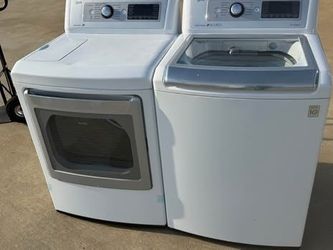 LG top loader washer and LG dryer electric extra large load capacity working perfectly no issues at all extra for delivery same day delivery and insta