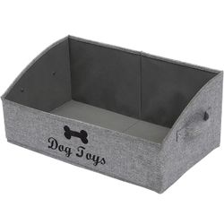Large Dog Toys Storage Bins - Foldable Fabric Trapezoid Organizer Boxes with Handle, Collapsible Basket Dog Toys, Dog Apparel & Accessories-Dog-Gray