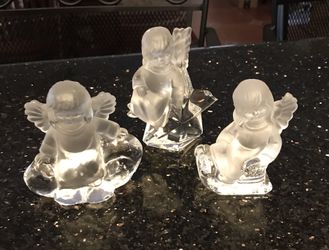 Vintage Frosted Angels - Signed Goebels German Crystal 1981 -set of 3
