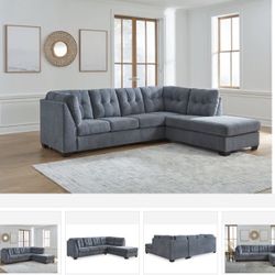 Marleton Denim 2-Piece Sectional with Chaise ( sectional couch sofa loveseat recliner options