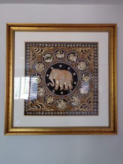 Thai elephant gold sequin picture