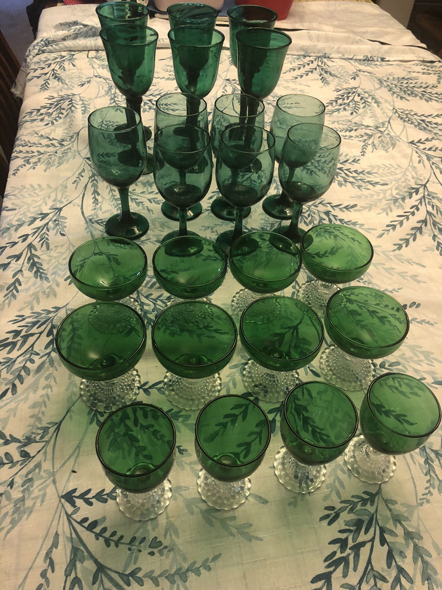  25 Vintage Emerald Green Stemware