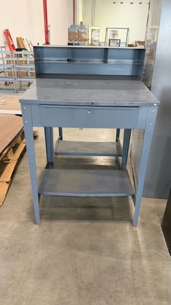 Industrial Steel Shop Desk with Shelves