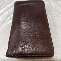 Vintage Genuine Leather Long Wallet for Checkbook Credit Cards