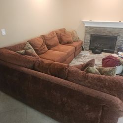 Maroon Feather Down Couch