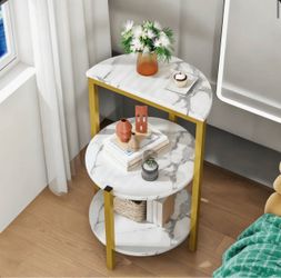 white marble gold side table