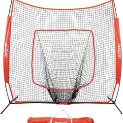  GoSports 7'x7' Baseball & Softball Practice Hitting & Pitching Net with Bow Frame Carry Bag and Bonus Strike Zone Great for All Skill Levels