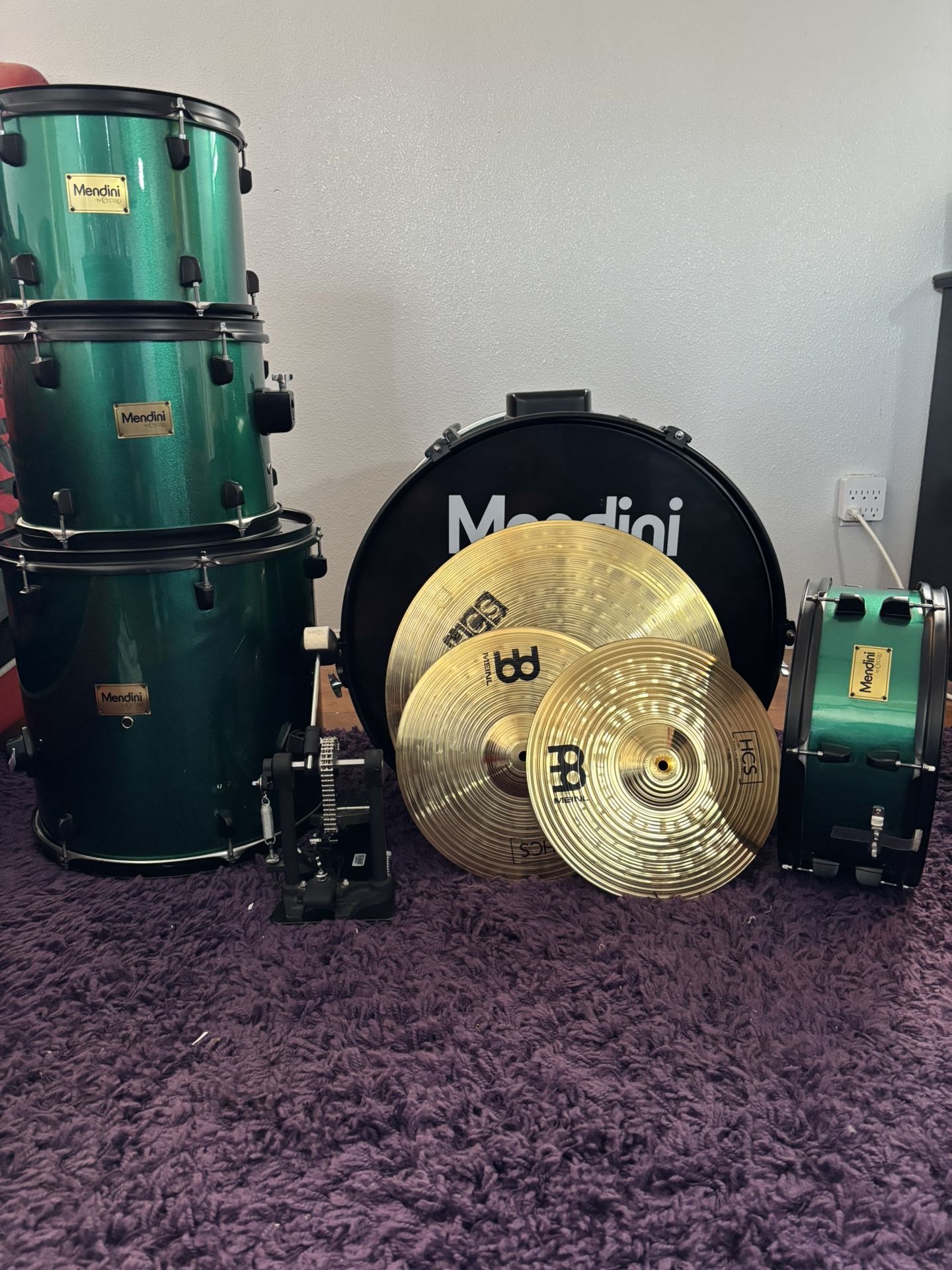 Mendini Drum Kit (5-Piece) + Meinl Cymbals + DW Kick Pedal – Used