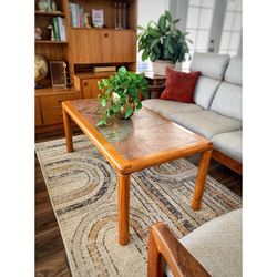 Vintage Danish modern tile-top teak wood cocktail table, Haslev Møbelsnekeri