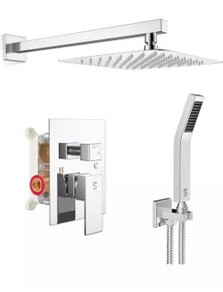 SR SUN RISE 10 Inches Bathroom Luxury Rain Mixer Shower Combo Set Wall Mounted