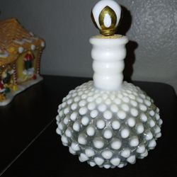 Antique Milk Glass Hobnail Perfume Bottle 