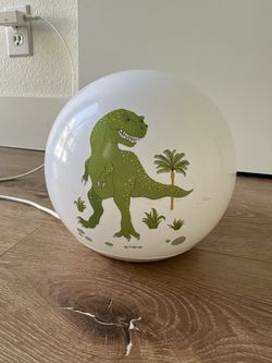 IKEA Angarna LED Table Lamp Dinosaur (T-REX) White & Green Round Lamp