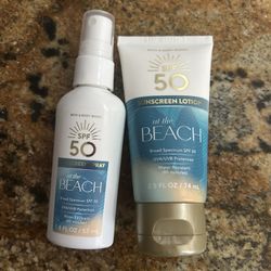  Bath & Body Works At The Beach Sunscreen Spray & Lotion Mini Set 