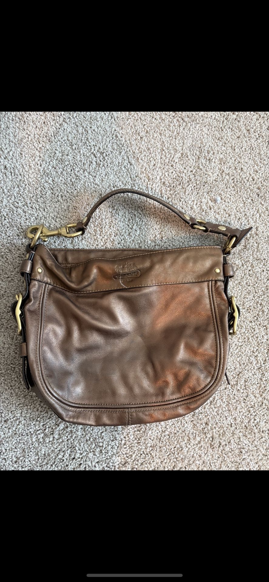 coach bronze leather shoulder bag