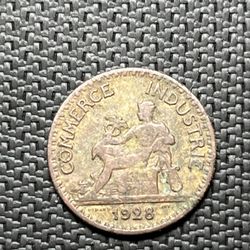 1928 Fifty Centimes Coin 