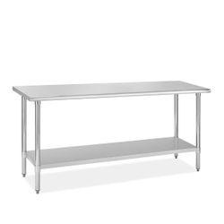 Standard Stainless Steel Worktable with Bottom Shelf - 72 x 24" 