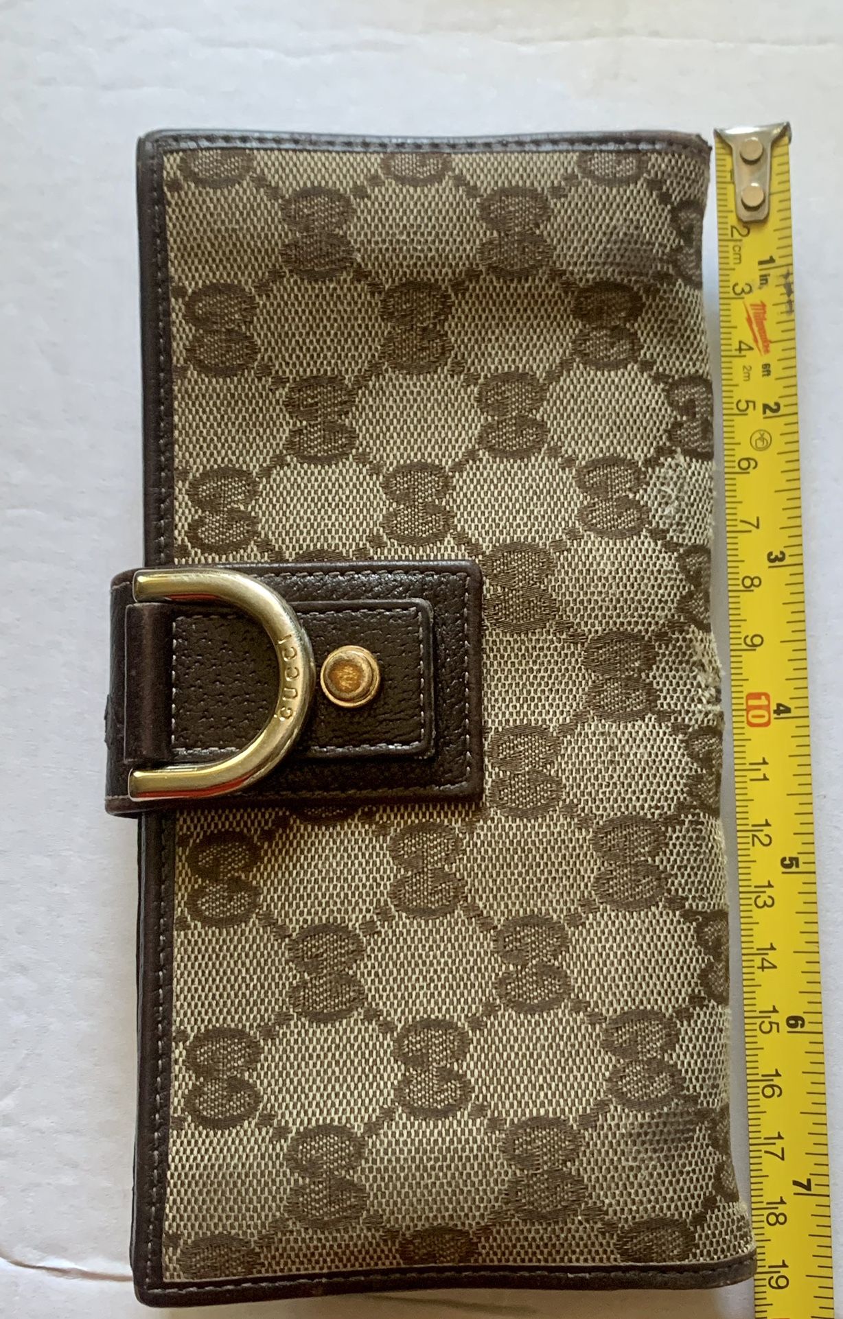 *Authentic* GUCCI Abbey GG Logo Canvas Suprime Leather Long Bifold Wallet from ITALY K1357Y503 Good Condition Used