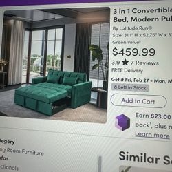 3 In 1 Convertible Sleeper Sofa  Bed 