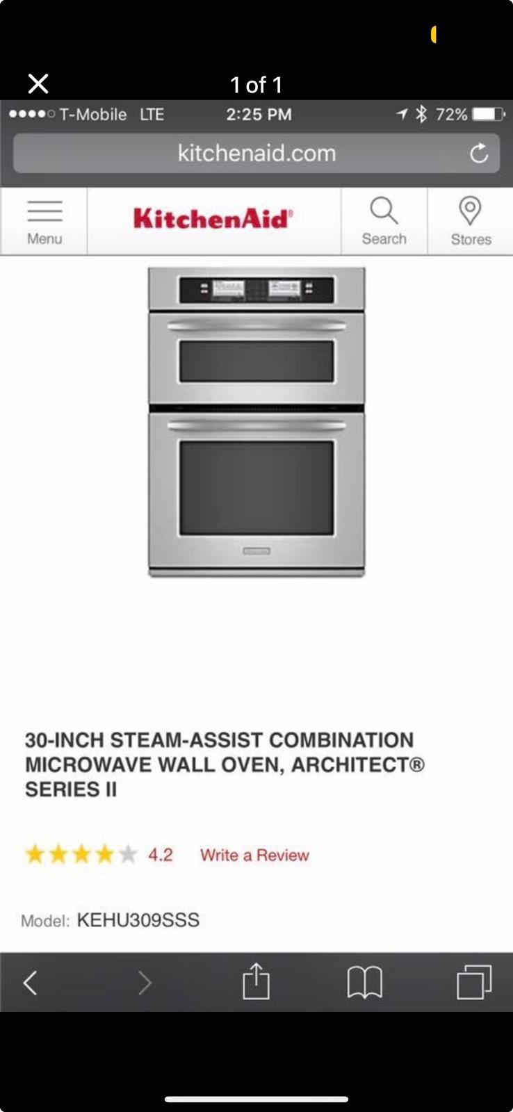 Brand New KitchenAid Stainless Steel Microwave Oven Combo Wall Unit