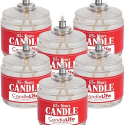 Candlelife 115-Hour Emergency Survival Candles - Long Burning, Unscented, Clean Burning Liquid Paraffin (Set of 6) for Blackouts, Camping, Fishing & S