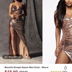 Rose Gold Sequin Dress - Fashionova 