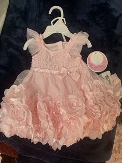 Baby Girl Dress Lace With Flowers in Pink