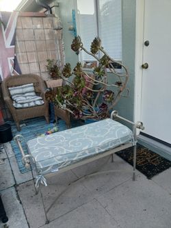 Metal Bench with Cushion
