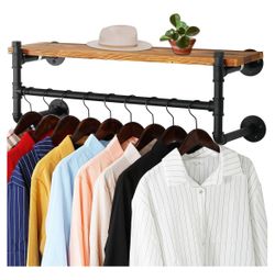 WEBI Wall Mounted Clothes Rack with Shelf