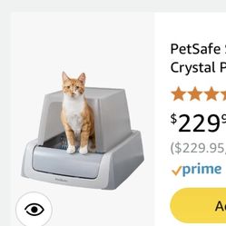 Scoopfree Crystal Self Cleaning Kitty Litter Box + Stainless Tray + 4 Boxes Crystal Litter 